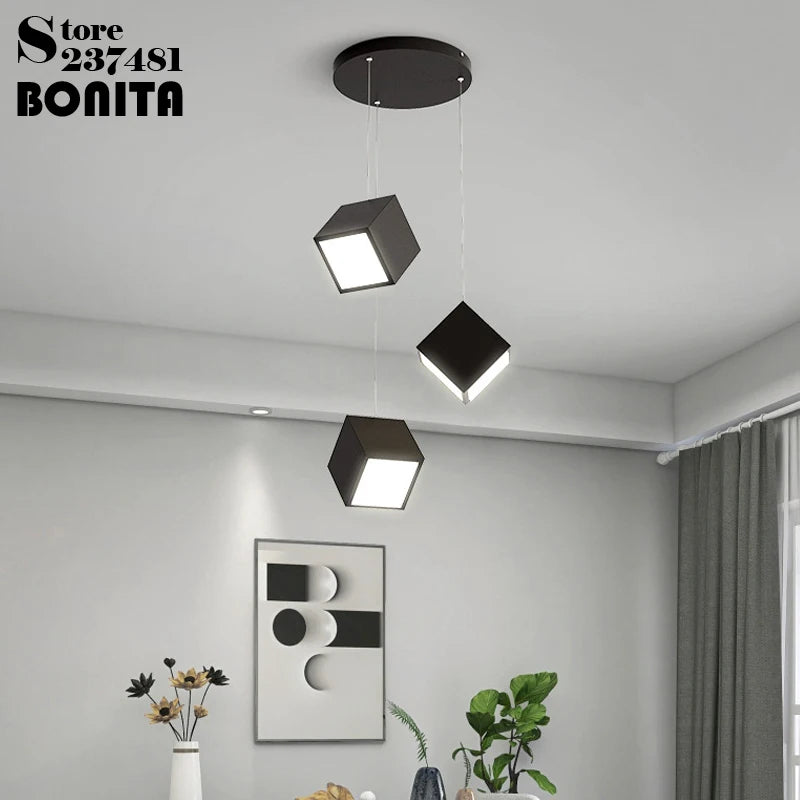 suspension moderne à LED géométrique en acrylique design minimaliste - vue 5 sur 12