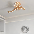 plafonnier led dragon en bois nature nordique pour enfants
