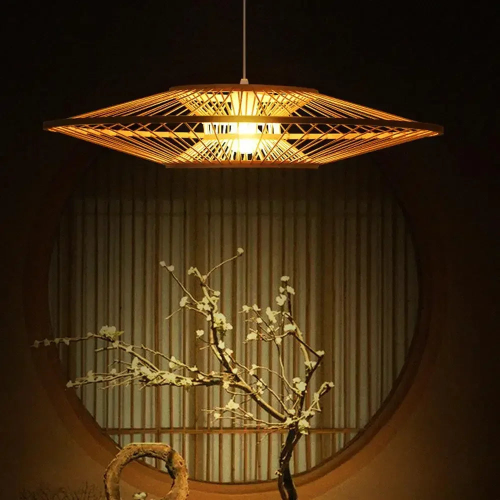 lustre en bambou d'art pour décoration et éclairage - vue 3 sur 8