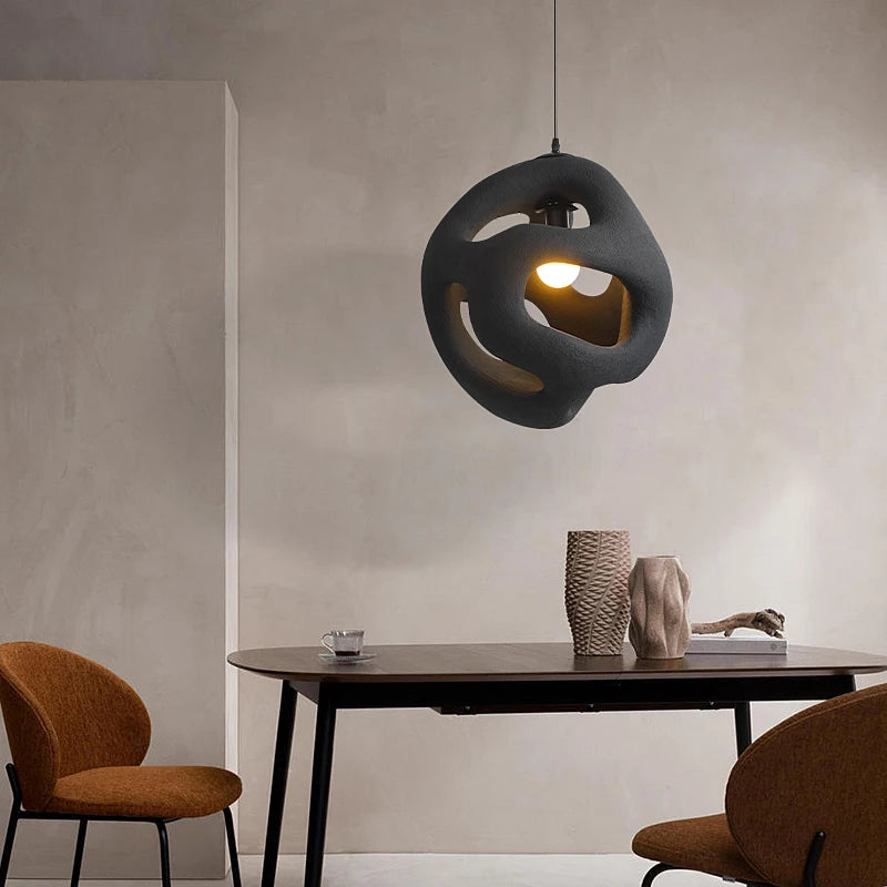 suspension wabi-sabi design haut de gamme en résine led - vue 4 sur 8