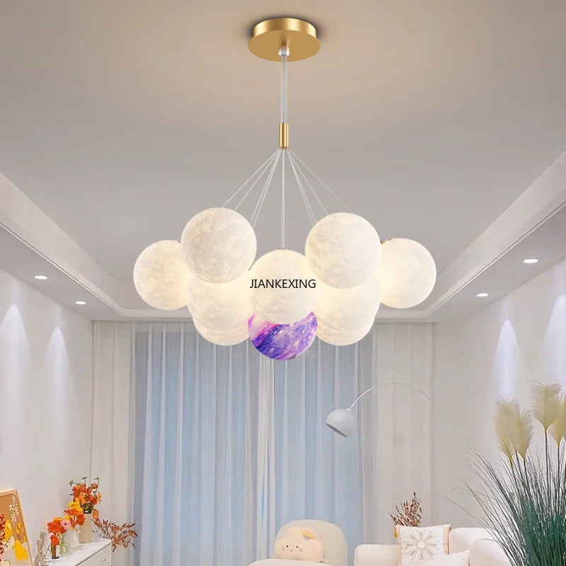 lustre moderne led boule à bulles suspension luminaire décor - vue 4 sur 24