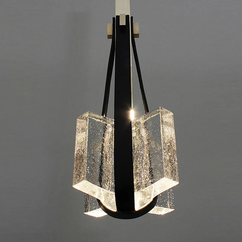 lampe suspendue en résine et cuir artificiel réglable en hauteur - vue 6 sur 12