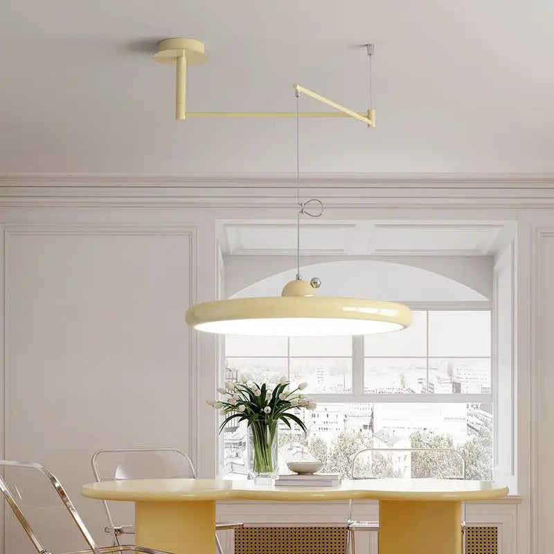 Suspension pliantes rétractables nordiques laiteux jaune argent suspension Restaurant Table à manger bureau lustre lampe 220V - vue 4 sur 10