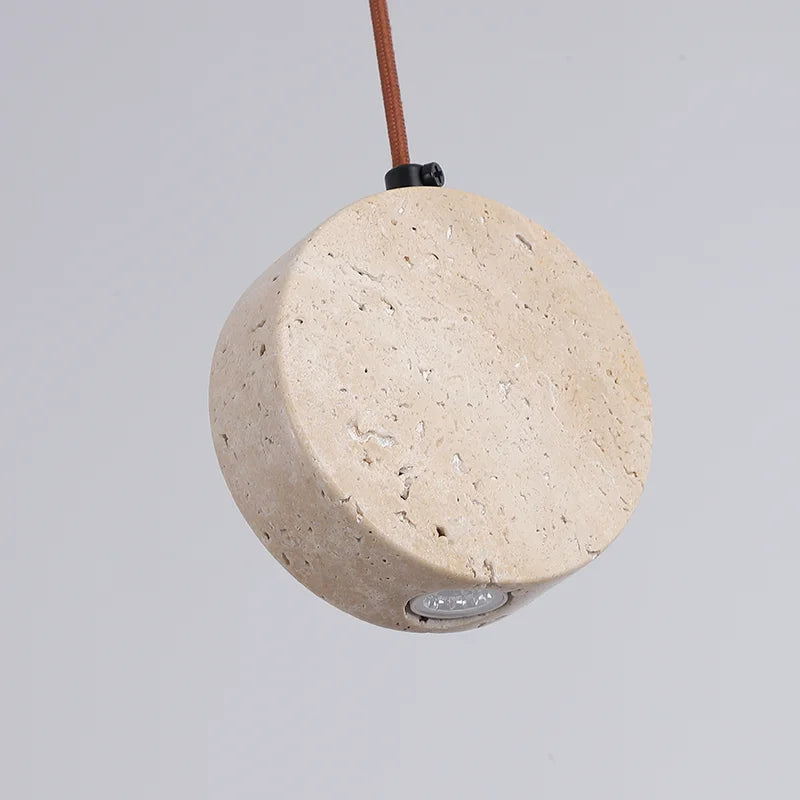 lustre vintage avec abat-jour cloche en pierre naturelle - vue 6 sur 6
