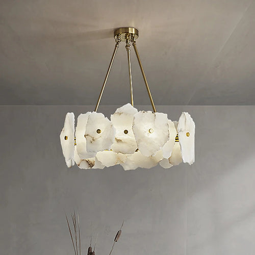 lustre créatif en tranche de marbre avec suspension led