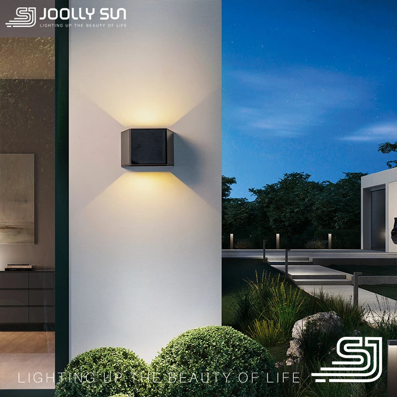 JoollySun Applique murale solaire sans fil lumière extérieure appliques murales LED pour Garage cour jardin haut et bas lampe alimentée par la lumière du soleil - vue 4 sur 7