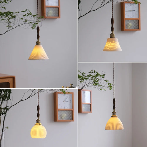 lustre nordique vintage en céramique et laiton luminaire suspendu
