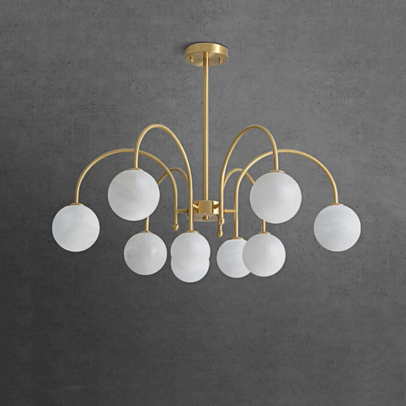 suspension LED circulaire à neuf têtes en marbre design nordique moderne - vue 5 sur 6