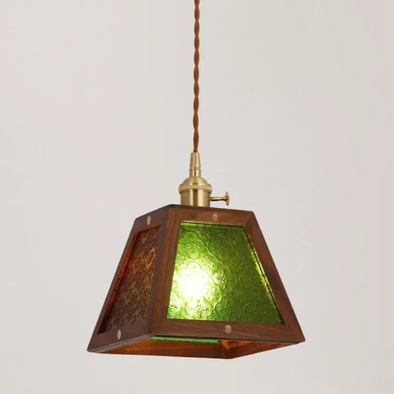 suspension vintage haitang en bois massif et verre shanghai - vue 7 sur 9