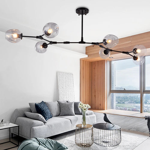 lustre à led moderne en verre à bulles design élégant pour intérieur - vue 3 sur 10