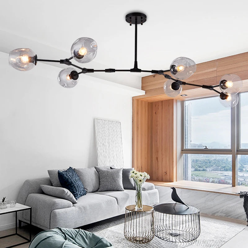lustre à led moderne en verre à bulles design élégant pour intérieur - vue 3 sur 10