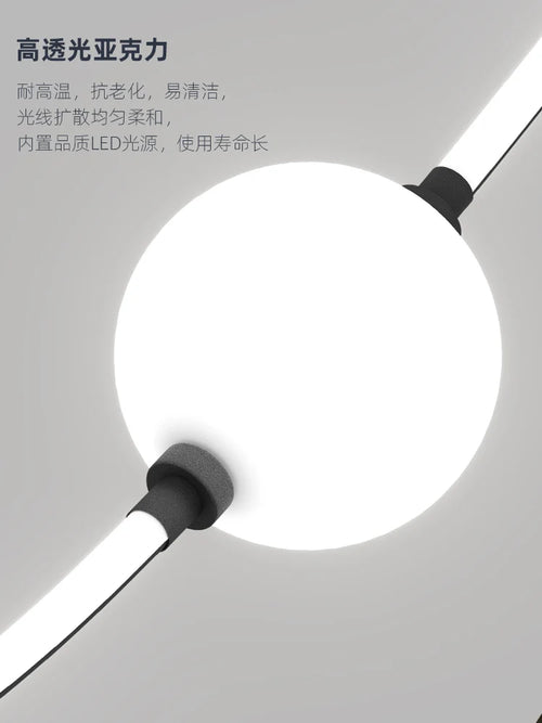 lustre moderne nordique lumineux à ligne incurvée intérieur extérieur
