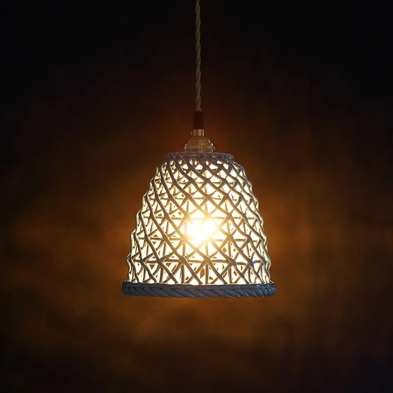 suspension LED blanc en céramique luminaires maison éclairage intérieur chambre salon à côté nordique moderne cuivre suspension lampe - vue 7 sur 23