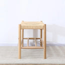 banc nordique en bois massif avec corde tressée design simple
