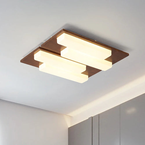 plafonnier led moderne en bois véritable 4/6/9 têtes luminaire intérieur