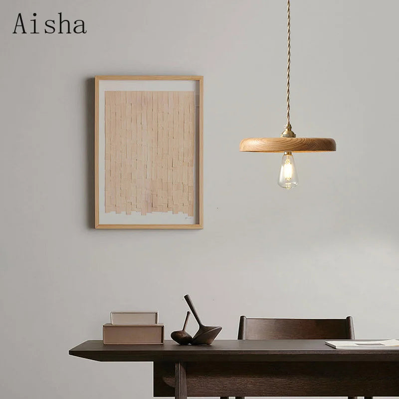 suspension vintage en bois massif pour un éclairage chaleureux intérieur - vue 4 sur 8