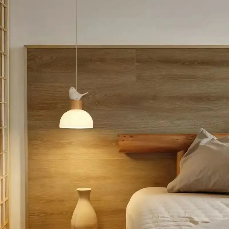 Suspension LED en verre design nordique créatif petit oiseau - vue 6 sur 9
