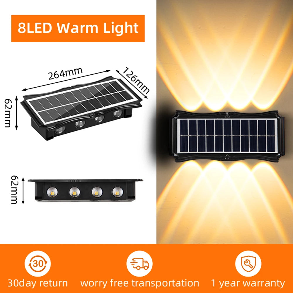 Waterproof solar wall light for decorative outdoor lighting