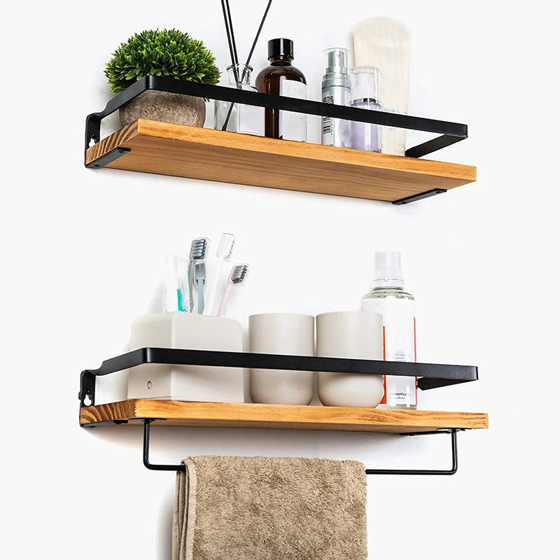 ABGH-Antique Floating Wall Shelves Floating Wall Shelves Wooden Floating Shelves-Kitchen, Bathroom And Bedroom Decorative Storag - vue 4 sur 6