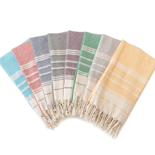 Serviette de plage coton jacquard losanges seche rapide