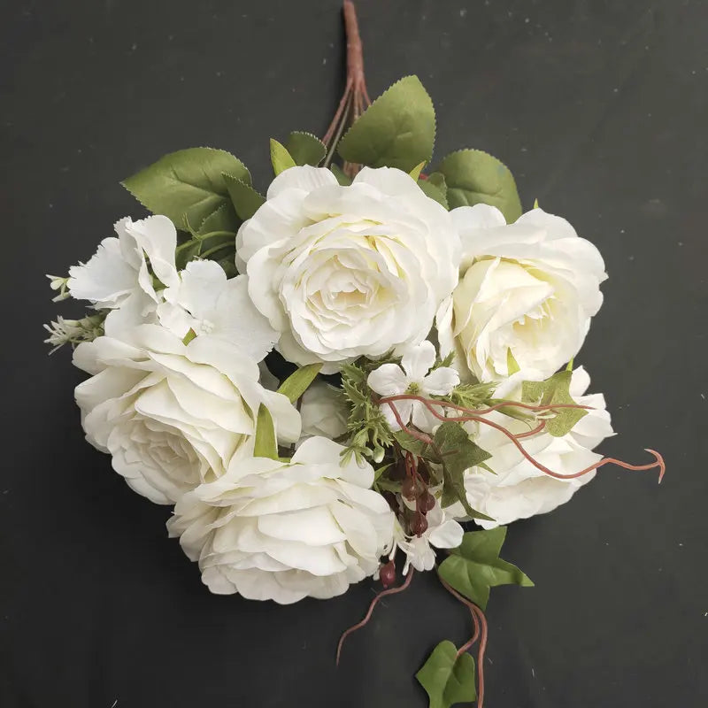 bouquet de roses en soie pour décoration de mariage et jardin - vue 9 sur 15