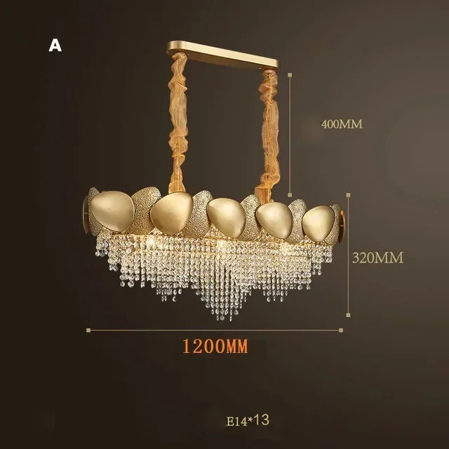 lustre moderne en cristal pampilles et acier inoxydable - vue 8 sur 16