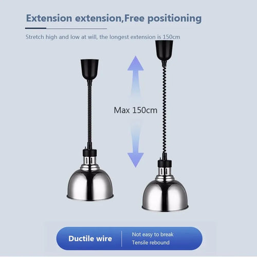 Suspension industrielle LED rétractable pour chauffage des aliments