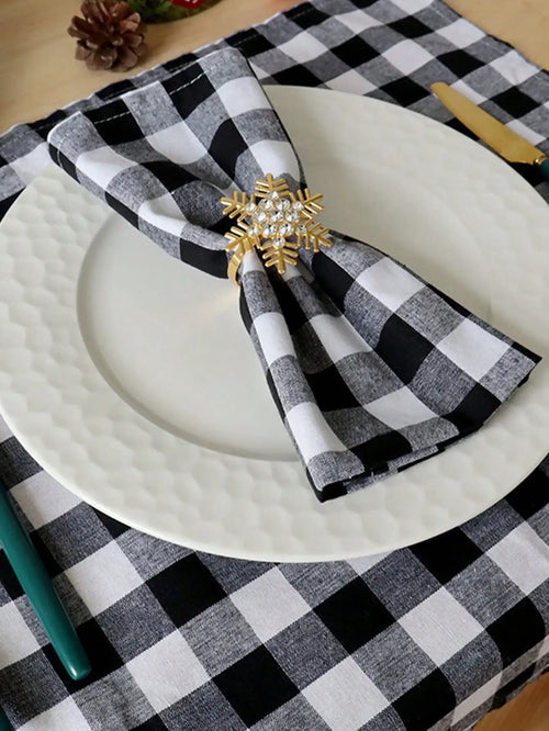 Serviette de table motif carreaux style moderne polyester