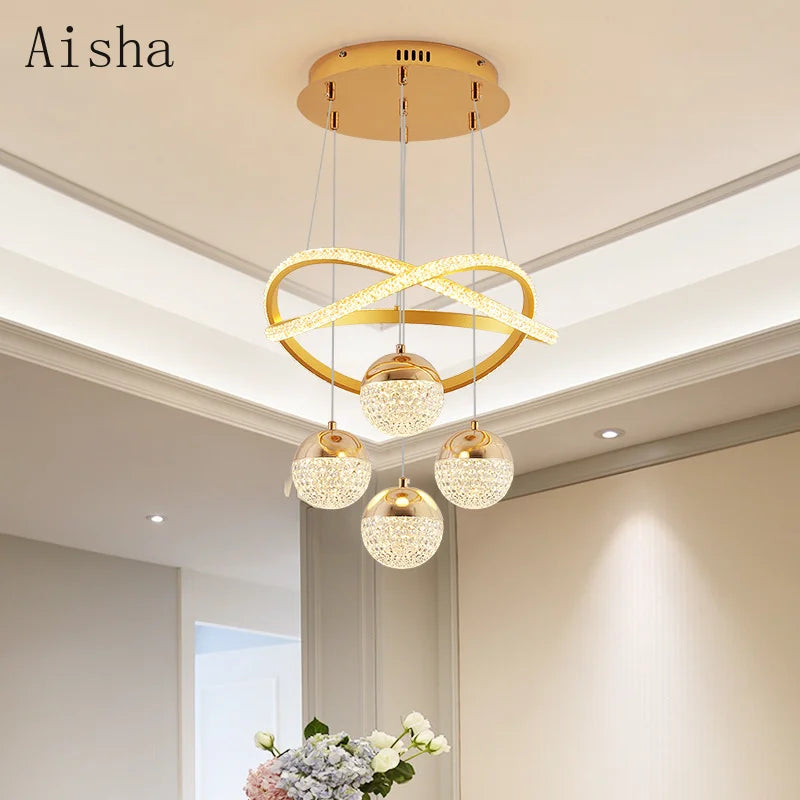 lustre moderne en led pour décoration intérieure élégante et luxueuse - vue 3 sur 12