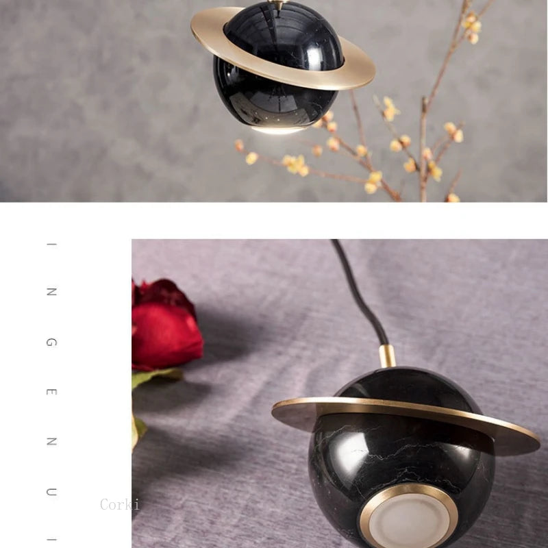 Suspension led marbre design moderne - vue 7 sur 9