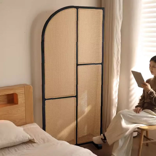 Japanese-style solid wood rattan screen partition is opposite the door to the home, living room entrance is blocked, and mobile - vue 30 sur 29