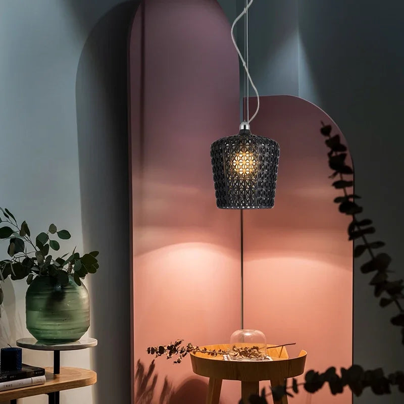 lustre italien moderne creux décoratif avec lumières led acryliques - vue 4 sur 16