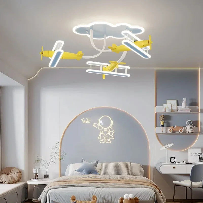 lustre avion pour chambre enfant avec télécommande - vue 4 sur 8