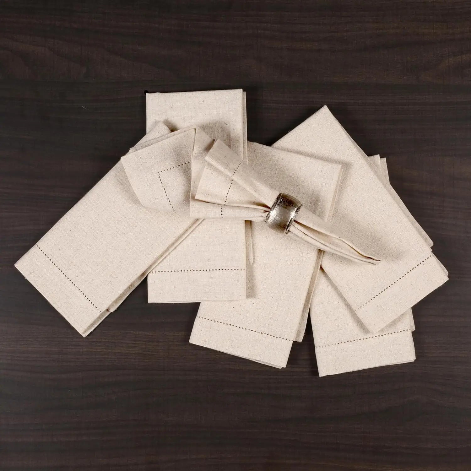 Serviette de table lot 6 serviettes lin classique - vue 4 sur 6
