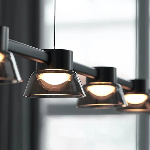 Italian minimalist glass chandelier for modern interiors - vue 5 sur 12