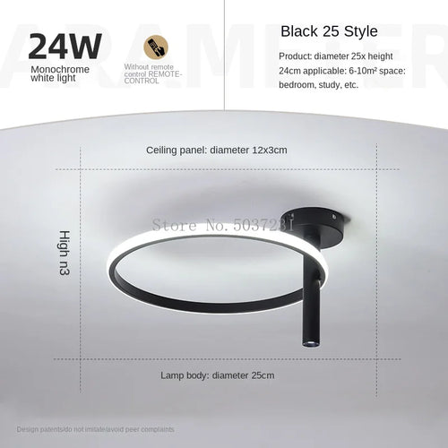 Modern minimalist LED ring ceiling light for home décor - vue 23 sur 24