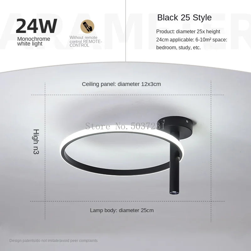 Modern minimalist LED ring ceiling light for home décor - vue 23 sur 24
