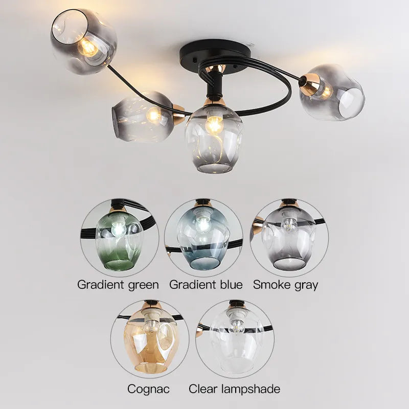 Suspension de plafond LED nordique pour salon salle à manger cuisine chambre moderne verre moléculaire suspendu lustre éclairage à la maison - vue 4 sur 12