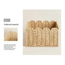 Scalloped Edge Basket, Wicker Storage Baskets,Handwoven Organizing Baskets For Shelves, Paper Rope Design