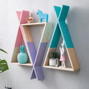 Triangle Wooden Shelf for Wall Decoration, Decorative Crafts, Storage Holder, Living Room, Kids Room