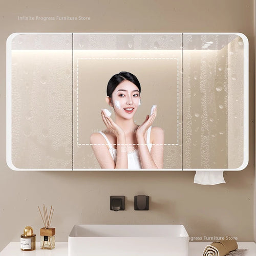 armoire intelligente avec rangement éclairé et toilettes séparées