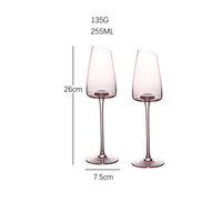 Ensemble verres vin flamant rose bord incliné concave