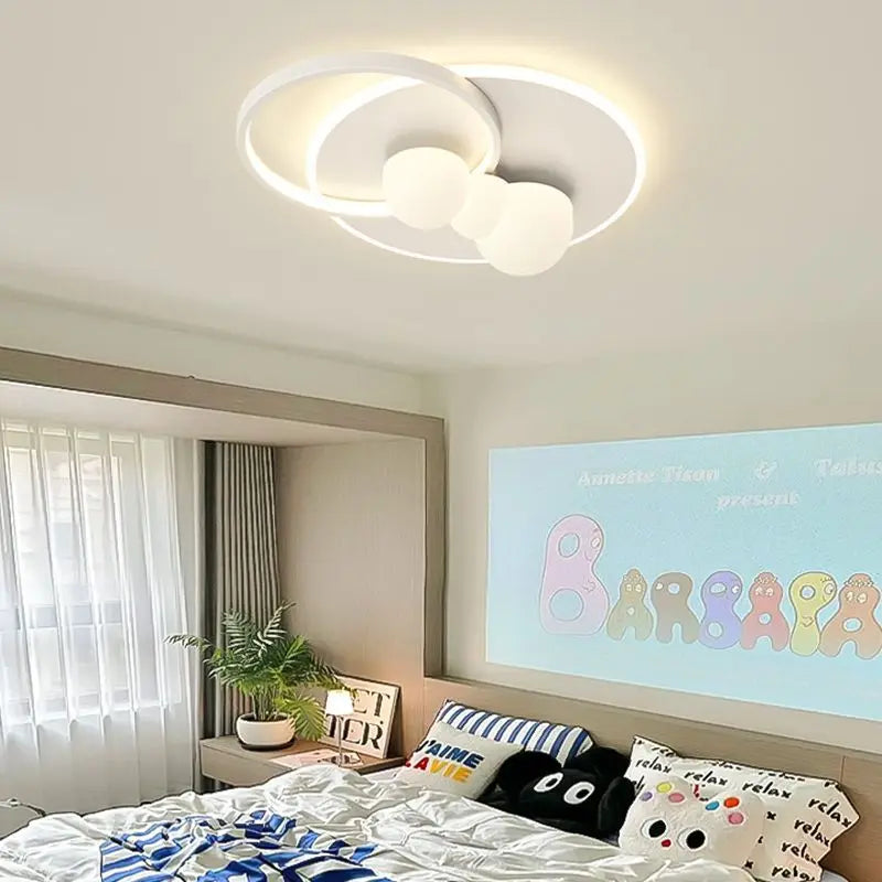 plafonnier minimaliste avec bulle suspendue et lustre en nuage - vue 4 sur 13