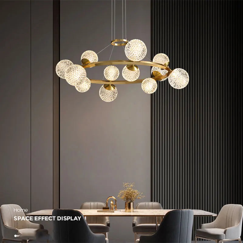 lustre Salle à manger moderne décoration de la maison en verre salon moderne intelligent LED luminaires intérieurs - vue 5 sur 12