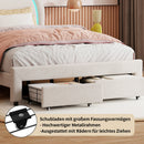 140x200cm Modern Princess Bed, Double Bed Frame with 2 Underbed Drawers, Bed with Metal Mattress Base and Wooden Slats Frame