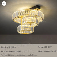plafonnier de luxe en cuivre et cristal lampara de techo