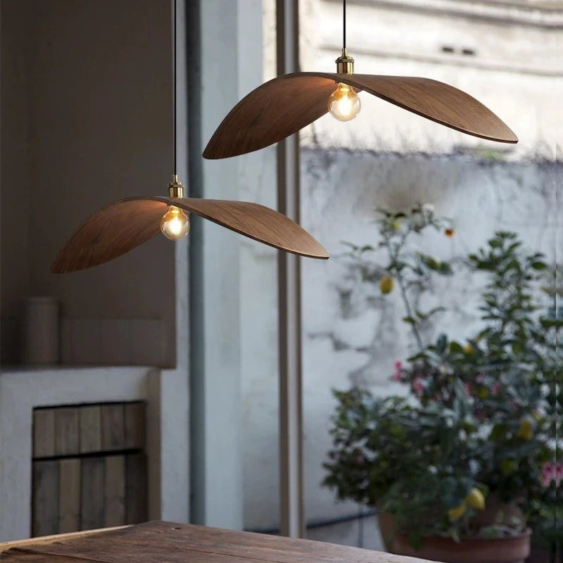 lustre wabi sabi en bois avec led pour loft escaliers - vue 3 sur 9