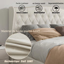 160 x 200 cm Modern Double Bed, Bed with Storage Space and Backrest, with Slatted Frame, Load-Bearing 250 kg, without Mattress