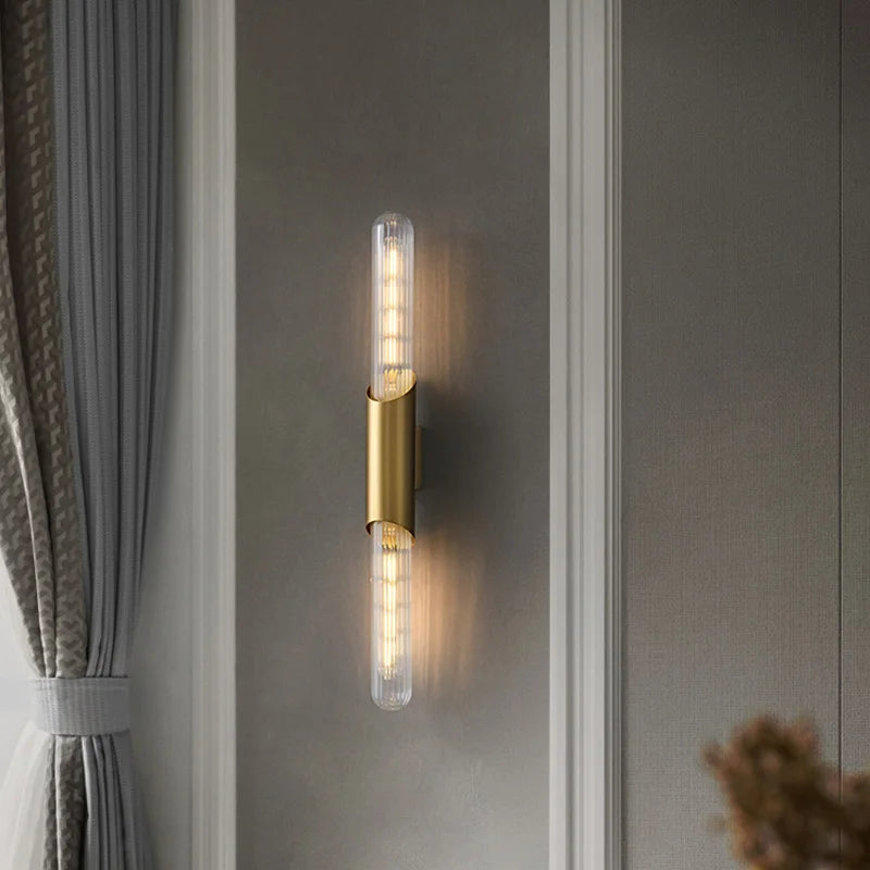 All Copper Wall Lamp, Simple And Minimalist Bedroom Headboard Light Luxury Staircase New Living Room Tv Background Wall Lamp - vue 6 sur 7