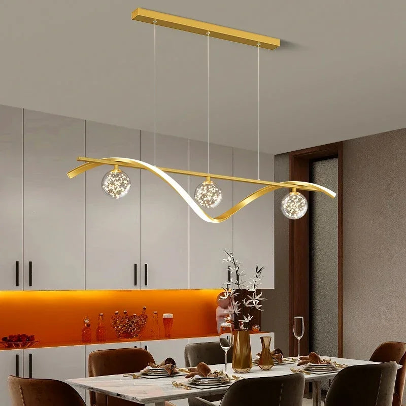 suspension led minimalistes en verre gradation luminaire domestique - vue 4 sur 8